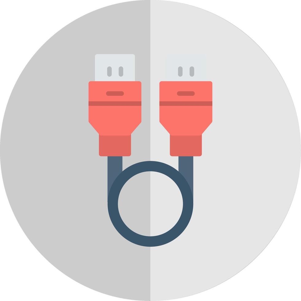 USB cable plano escala icono vector