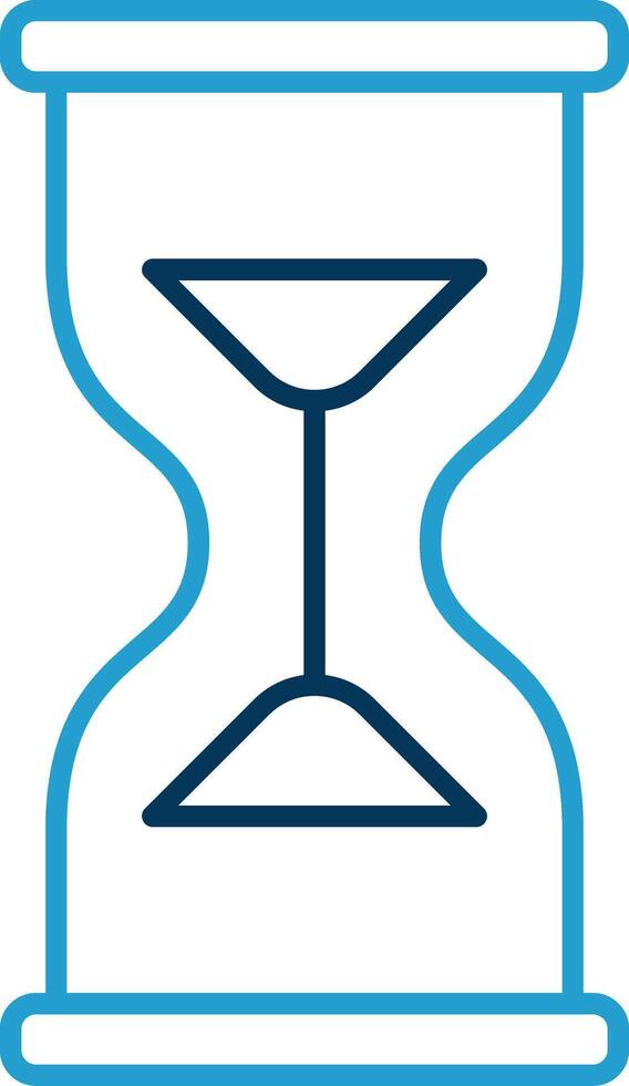 reloj de arena línea azul dos color icono vector