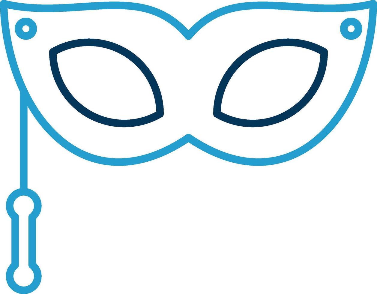 ojo máscara línea azul dos color icono vector