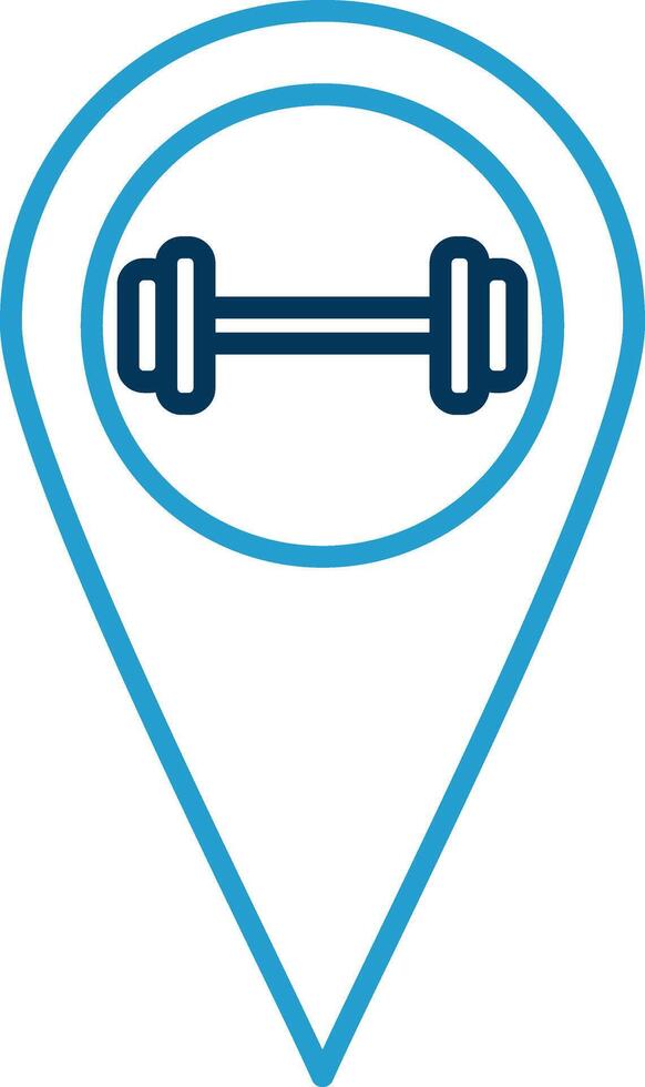 Gym Location Line Blue Two Color Icon vector