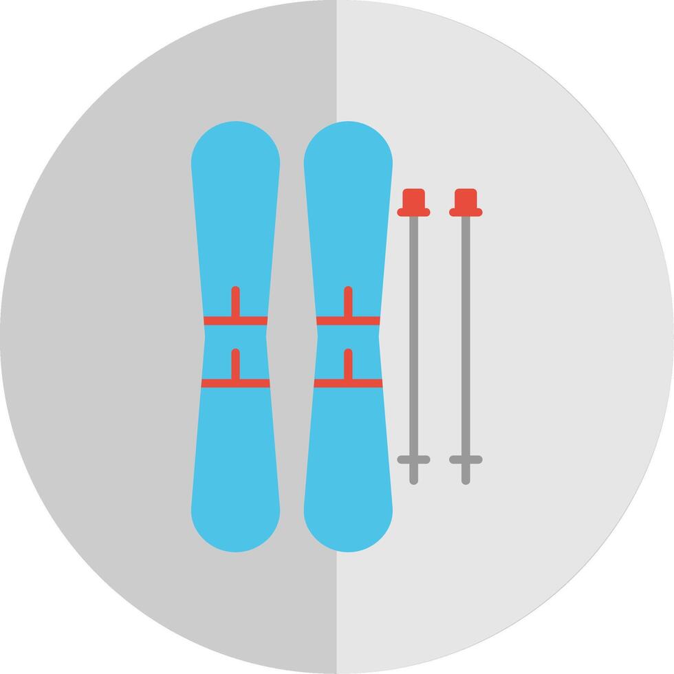 esquís plano escala icono vector