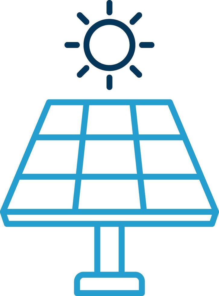 Solar Panel Line Blue Two Color Icon vector