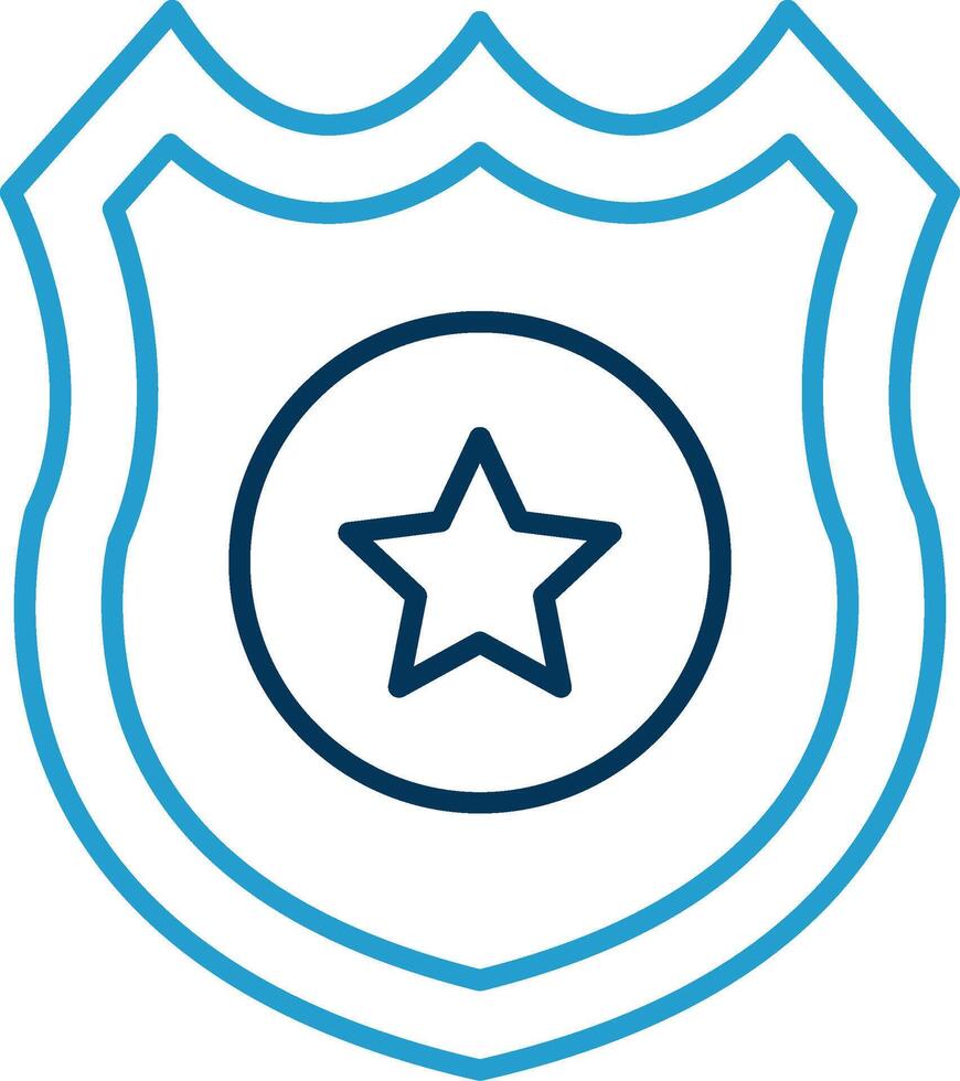 policía Insignia línea azul dos color icono vector