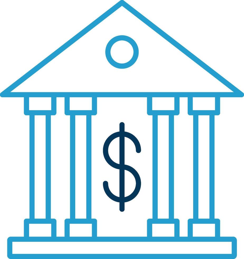Bank Line Blue Two Color Icon vector