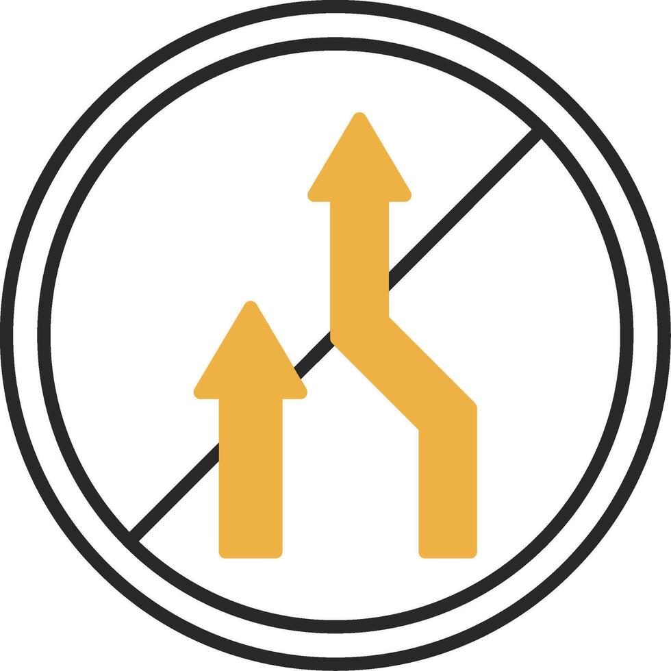No Overtaking Skined Filled Icon vector
