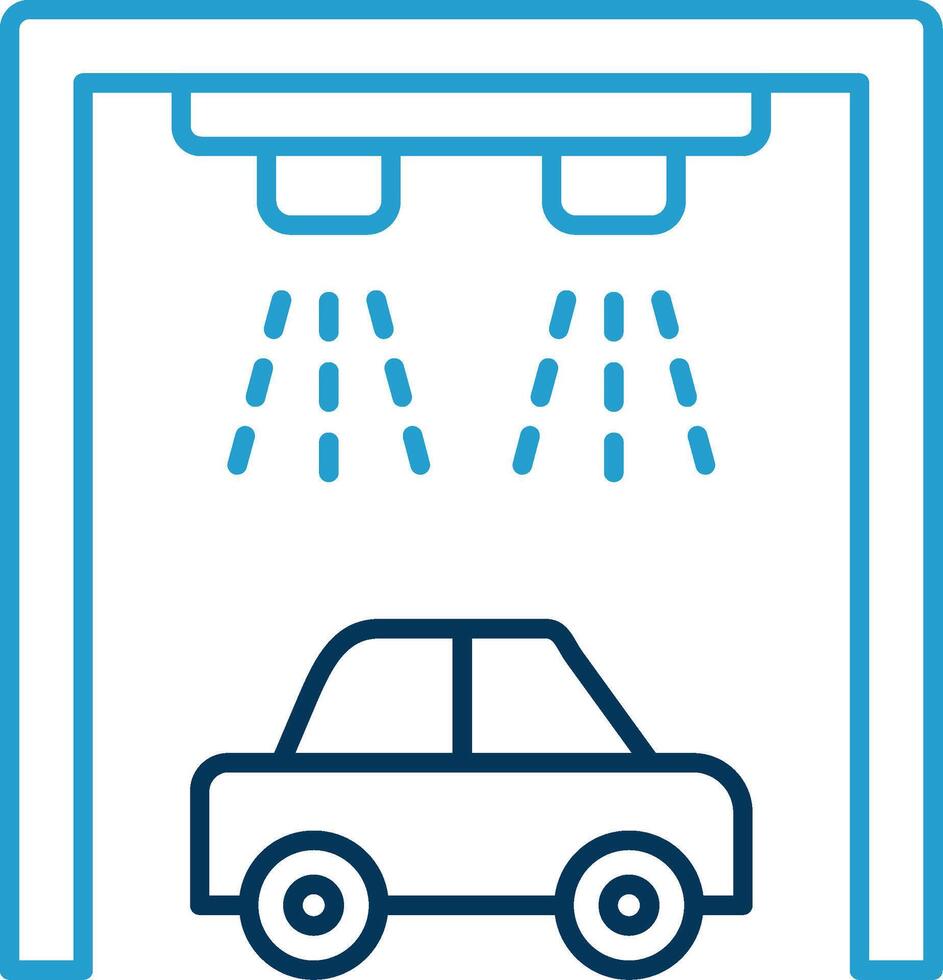 Car Wash Line Blue Two Color Icon vector