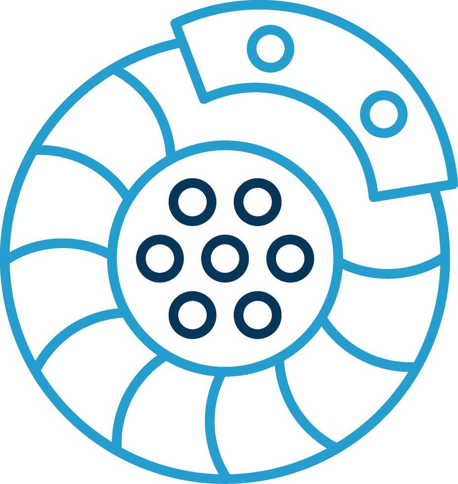 Brake Disk Line Blue Two Color Icon vector