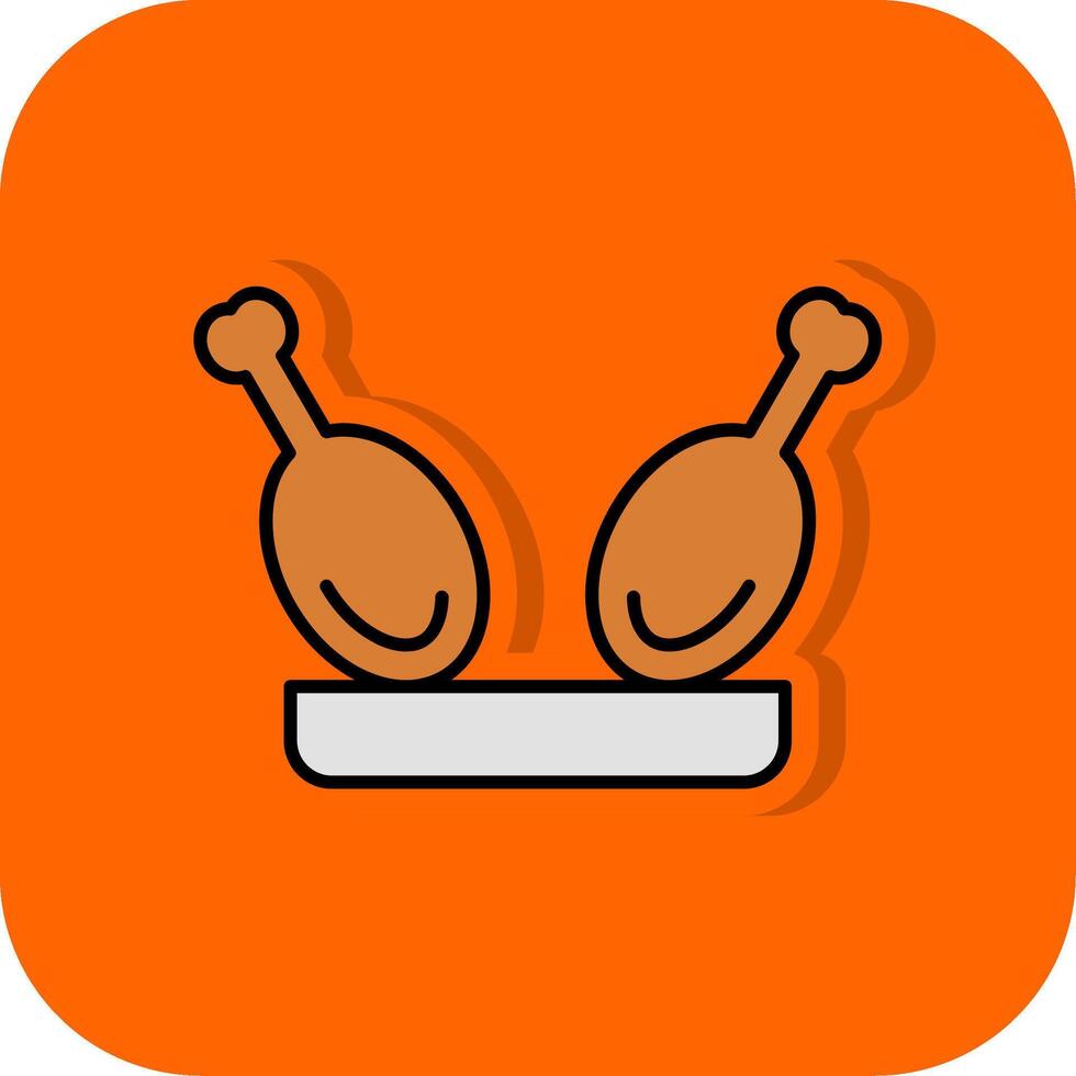 Chicken Filled Orange background Icon vector