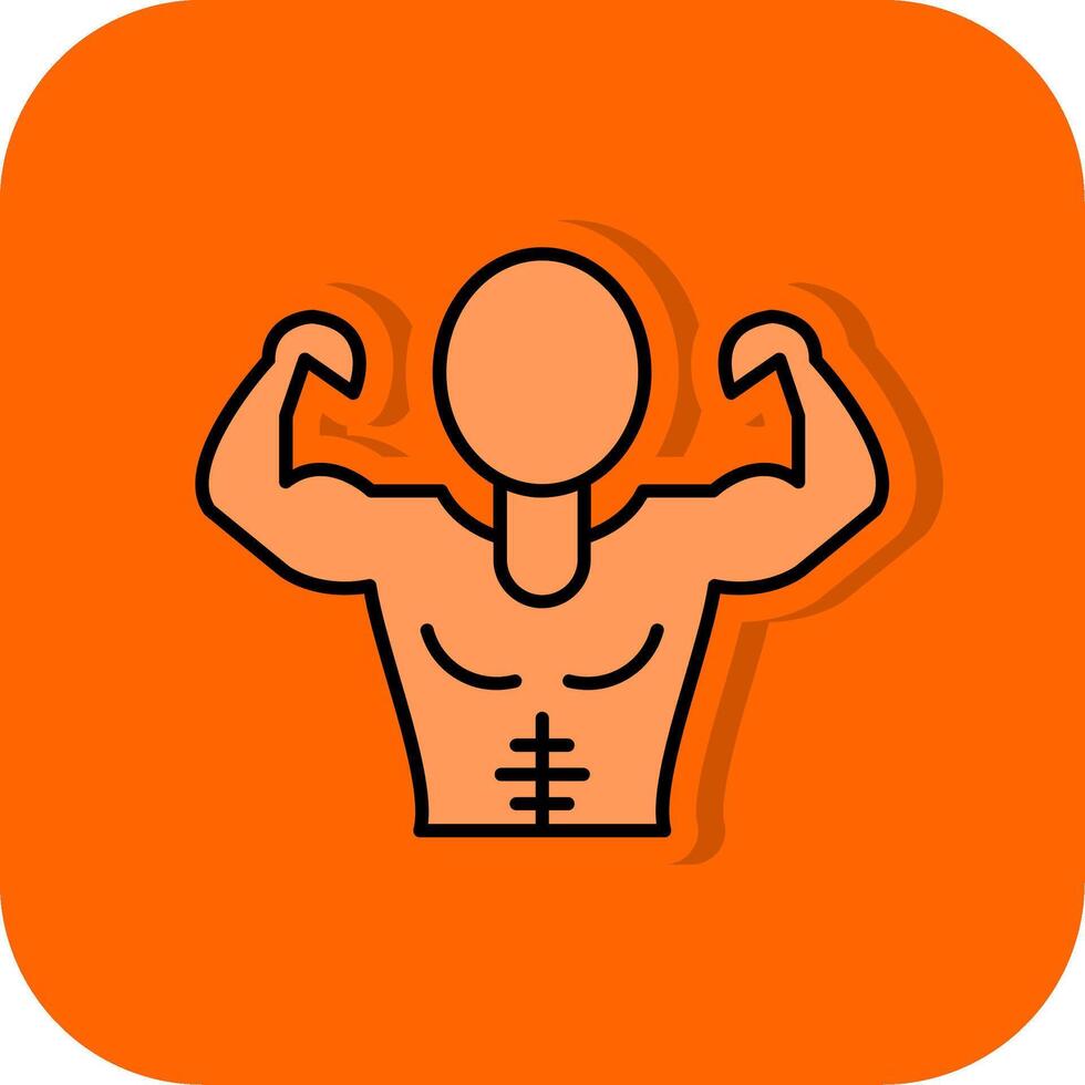 Muscle Man Filled Orange background Icon vector