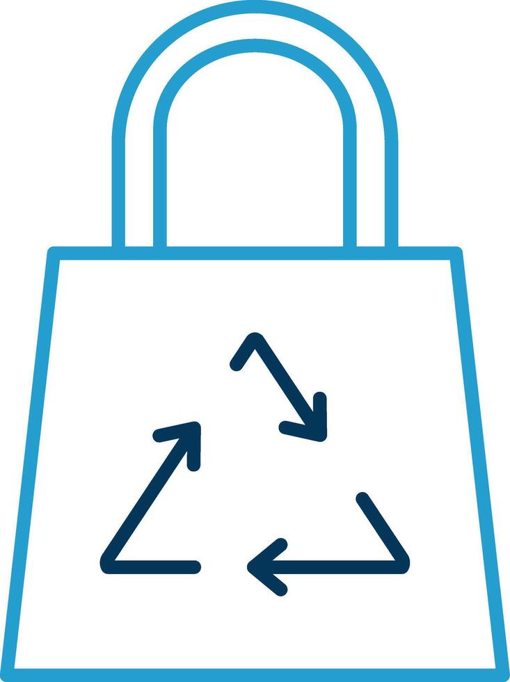 Recycle Bag Line Blue Two Color Icon vector