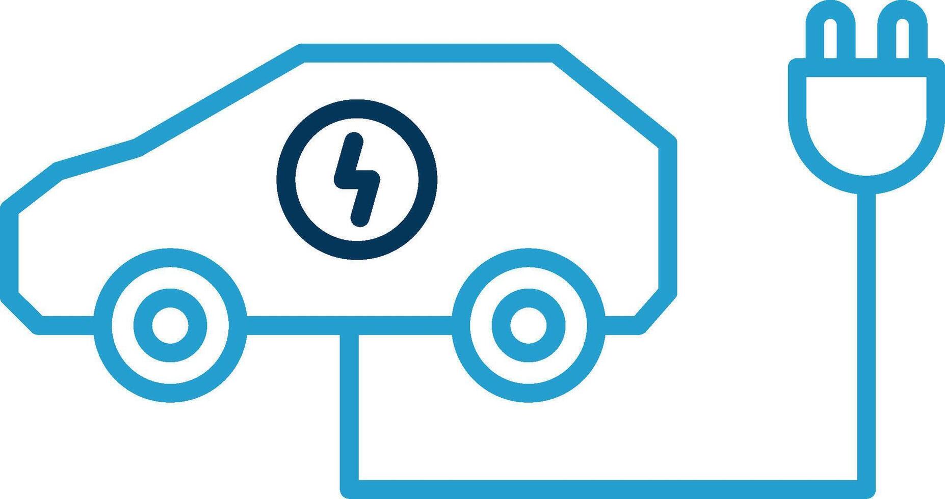Electric Car Line Blue Two Color Icon vector