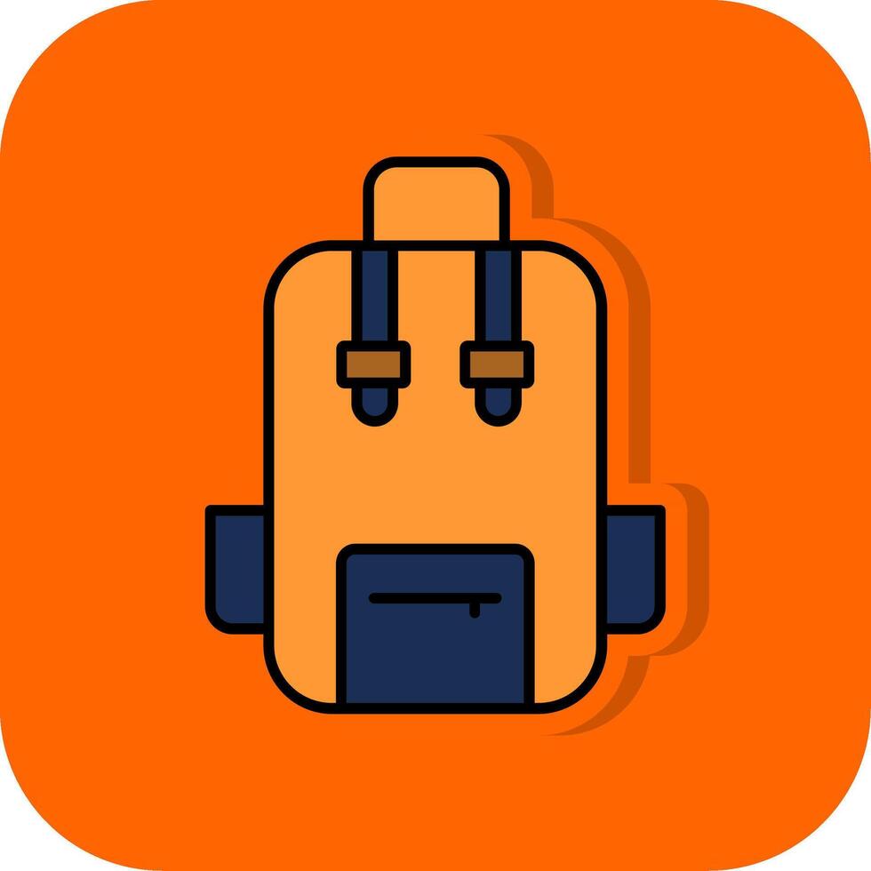 School Bag Filled Orange background Icon vector