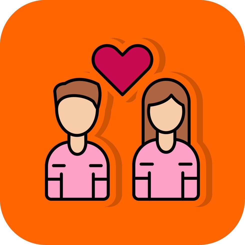 Heart Filled Orange background Icon vector