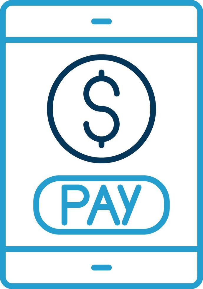 Mobile Payment Line Blue Two Color Icon vector