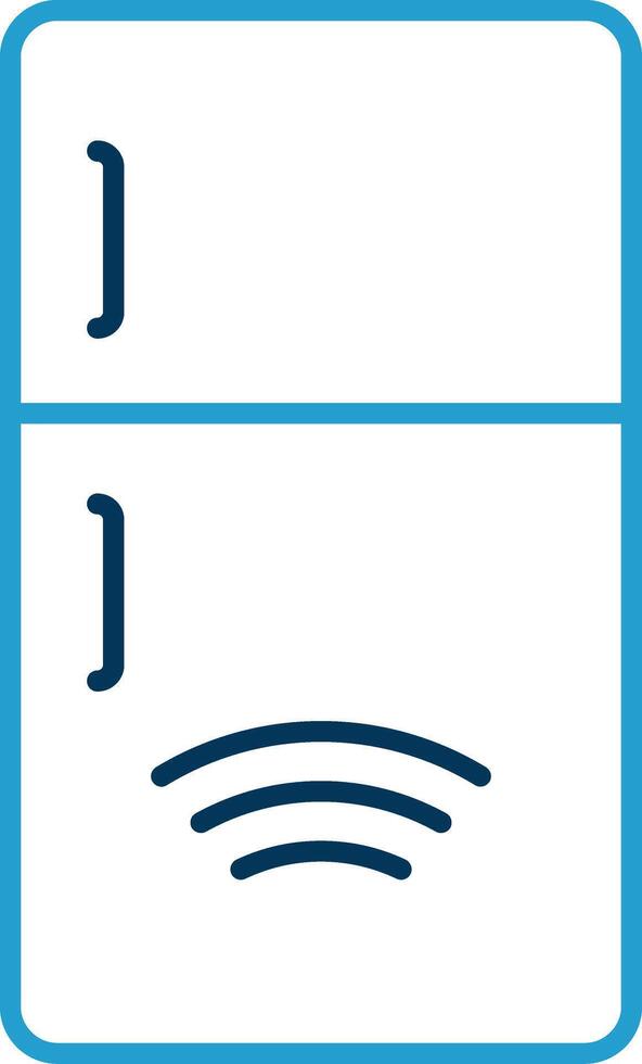 inteligente refrigerador línea azul dos color icono vector
