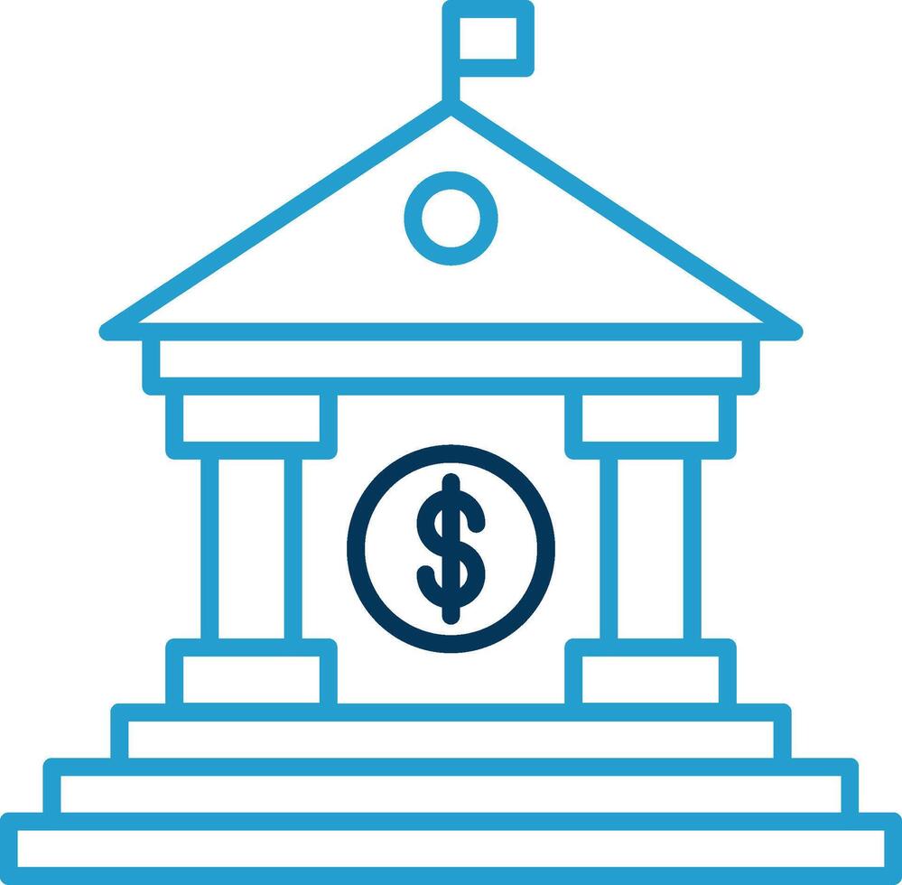 Bank Line Blue Two Color Icon vector