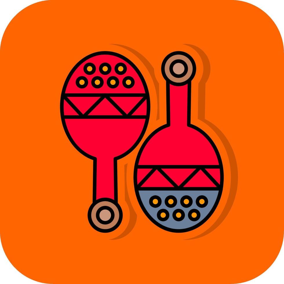 maracas lleno naranja antecedentes icono vector