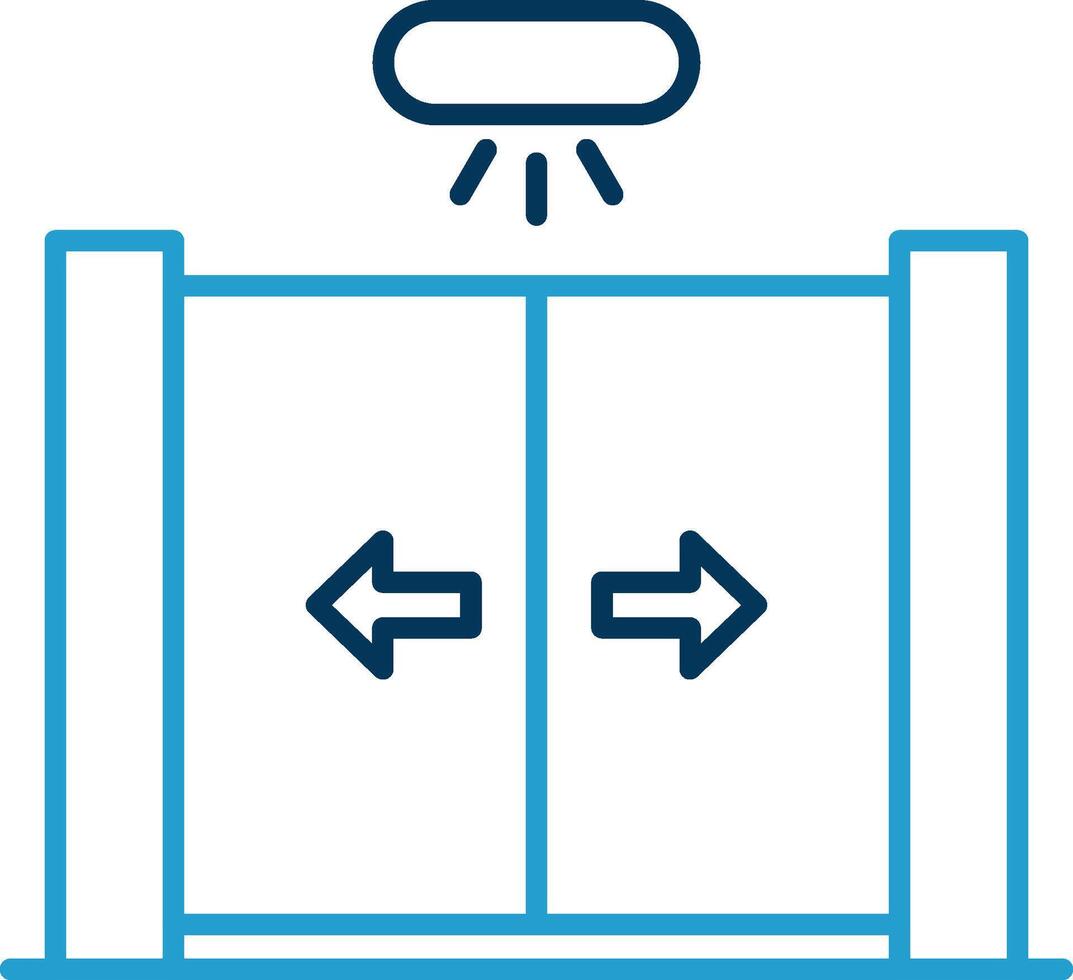 Sliding Door Line Blue Two Color Icon vector