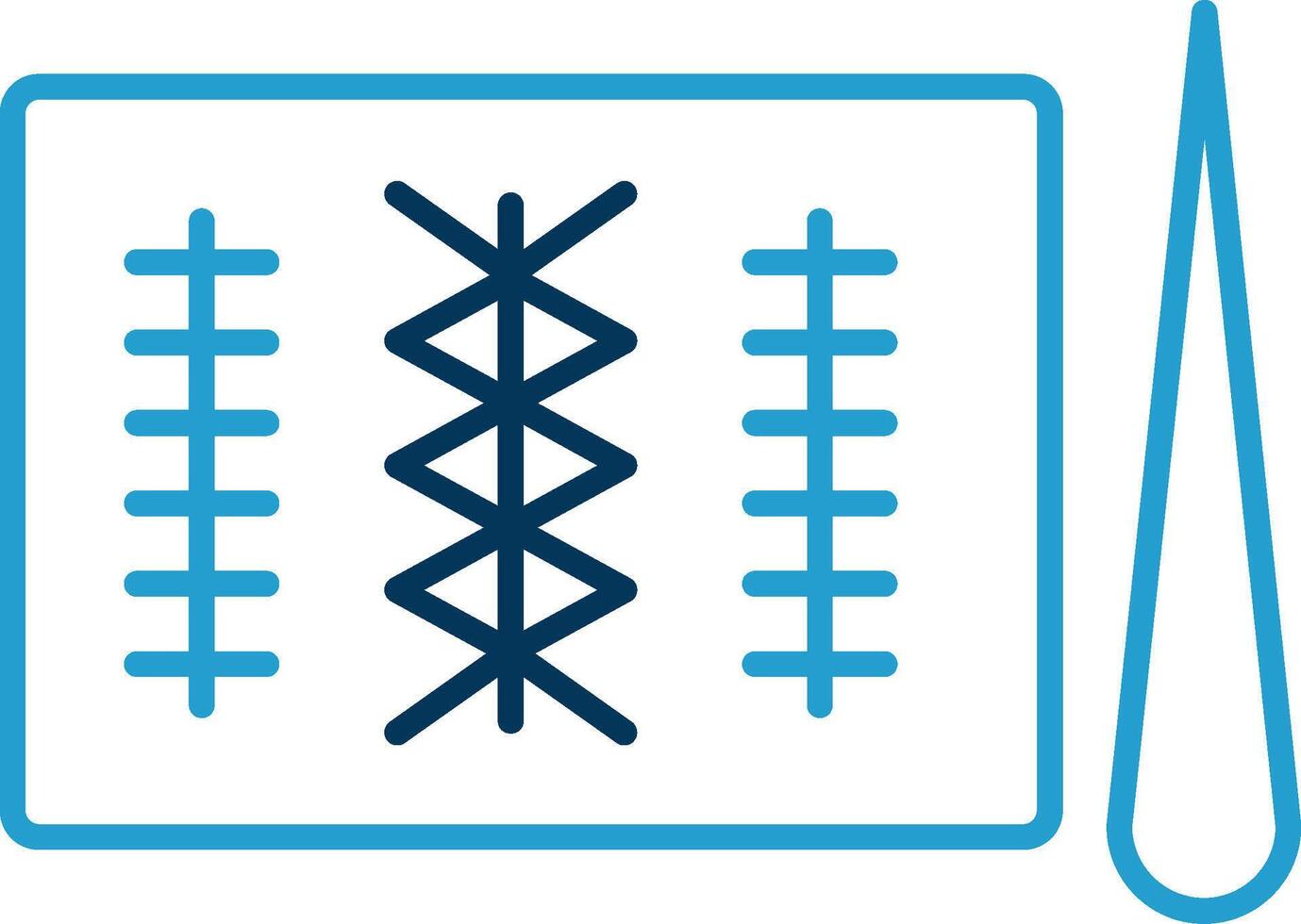 Stitches Line Blue Two Color Icon vector