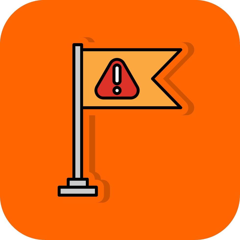 Warning Flag Filled Orange background Icon vector