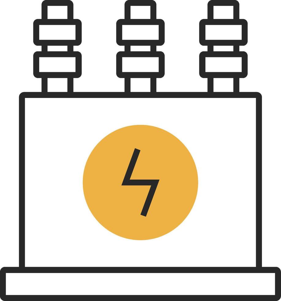 Power Transformer Skined Filled Icon vector