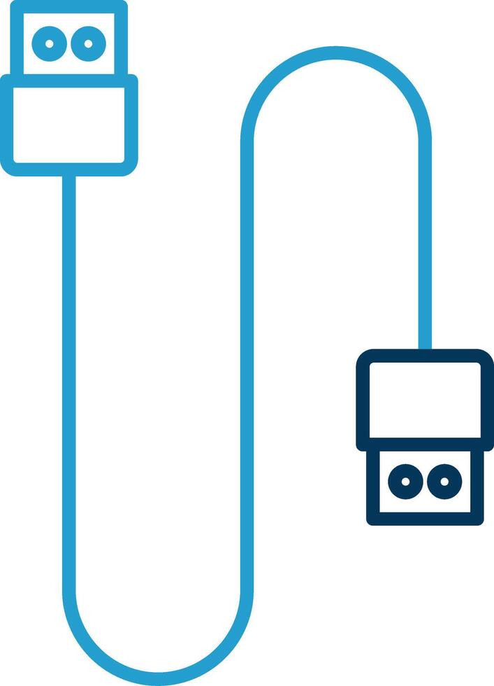 cable línea azul dos color icono vector