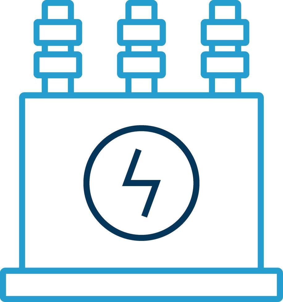 Power Transformer Line Blue Two Color Icon vector