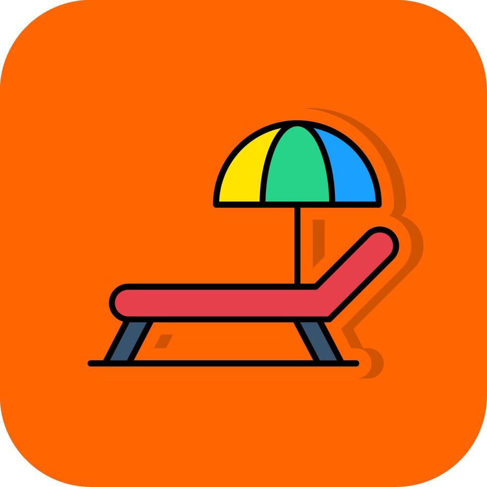 Sunbed Filled Orange background Icon vector