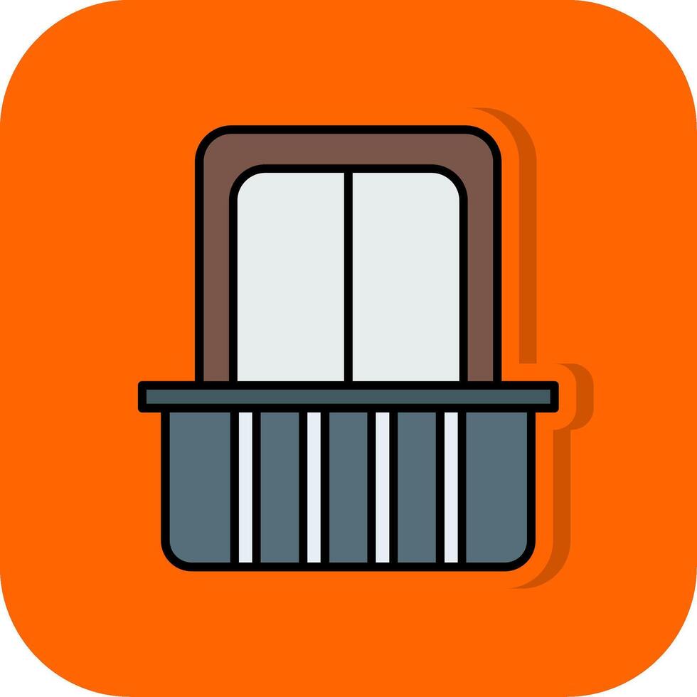 Balcony Filled Orange background Icon vector