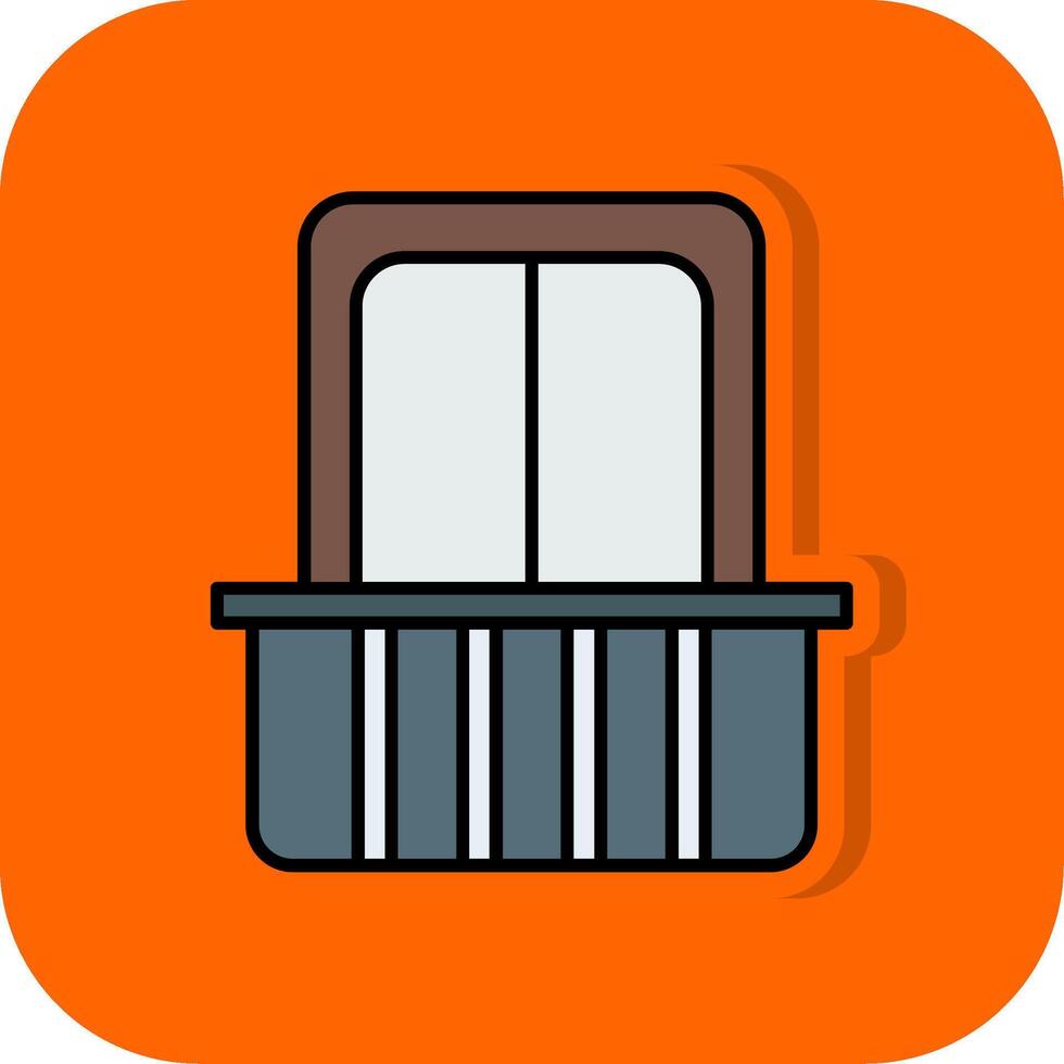 Balcony Filled Orange background Icon vector