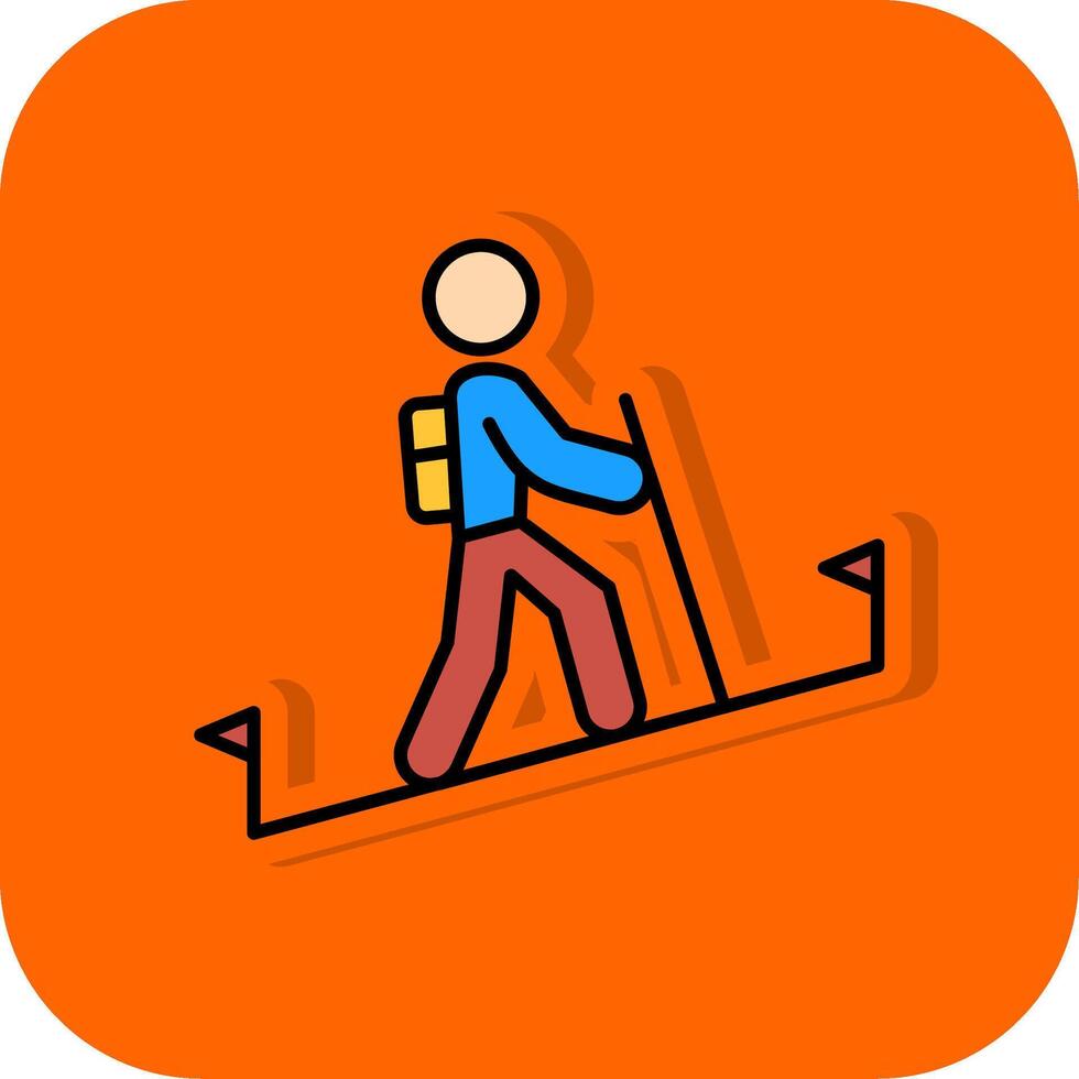 Hiking Filled Orange background Icon vector