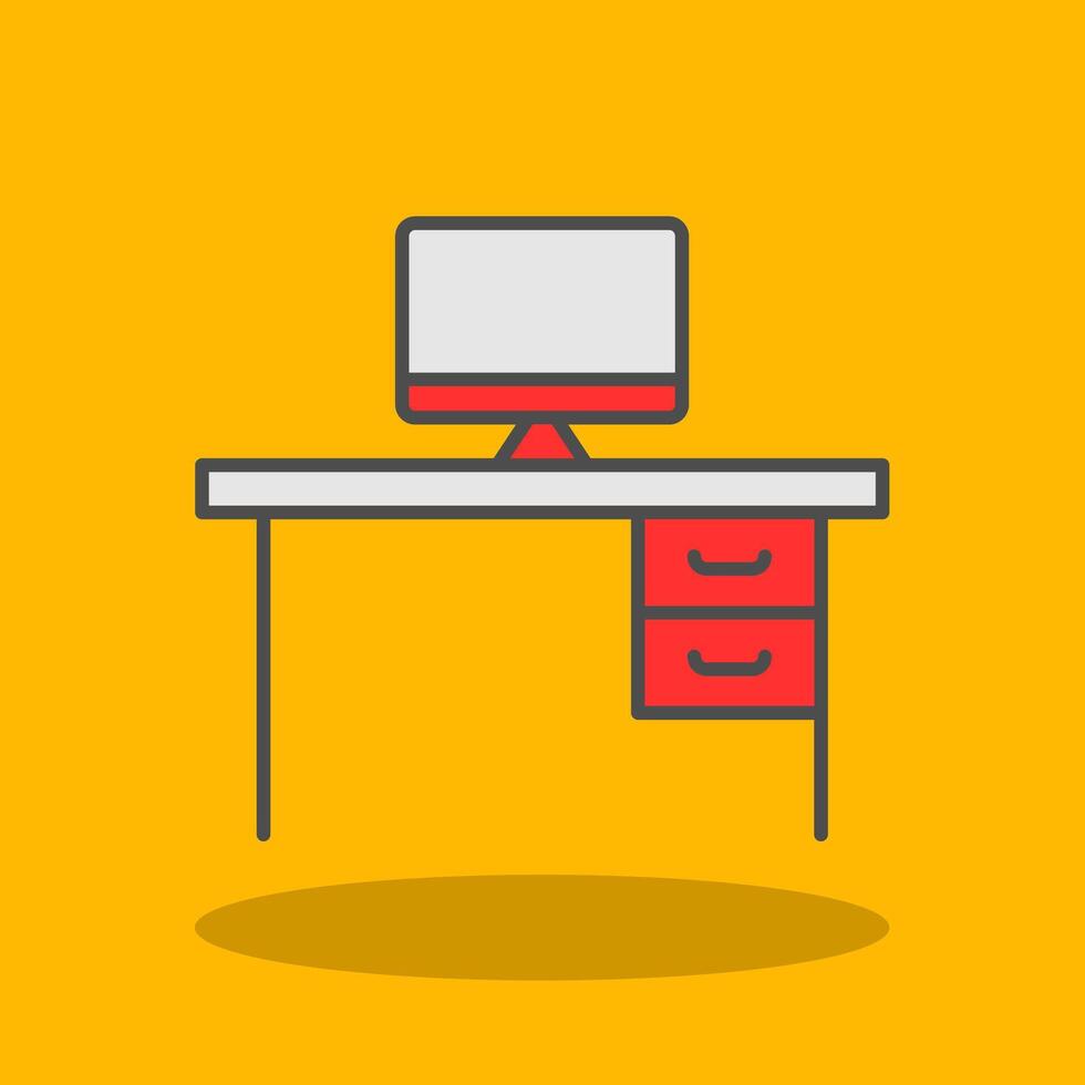 Desk Filled Shadow Icon vector