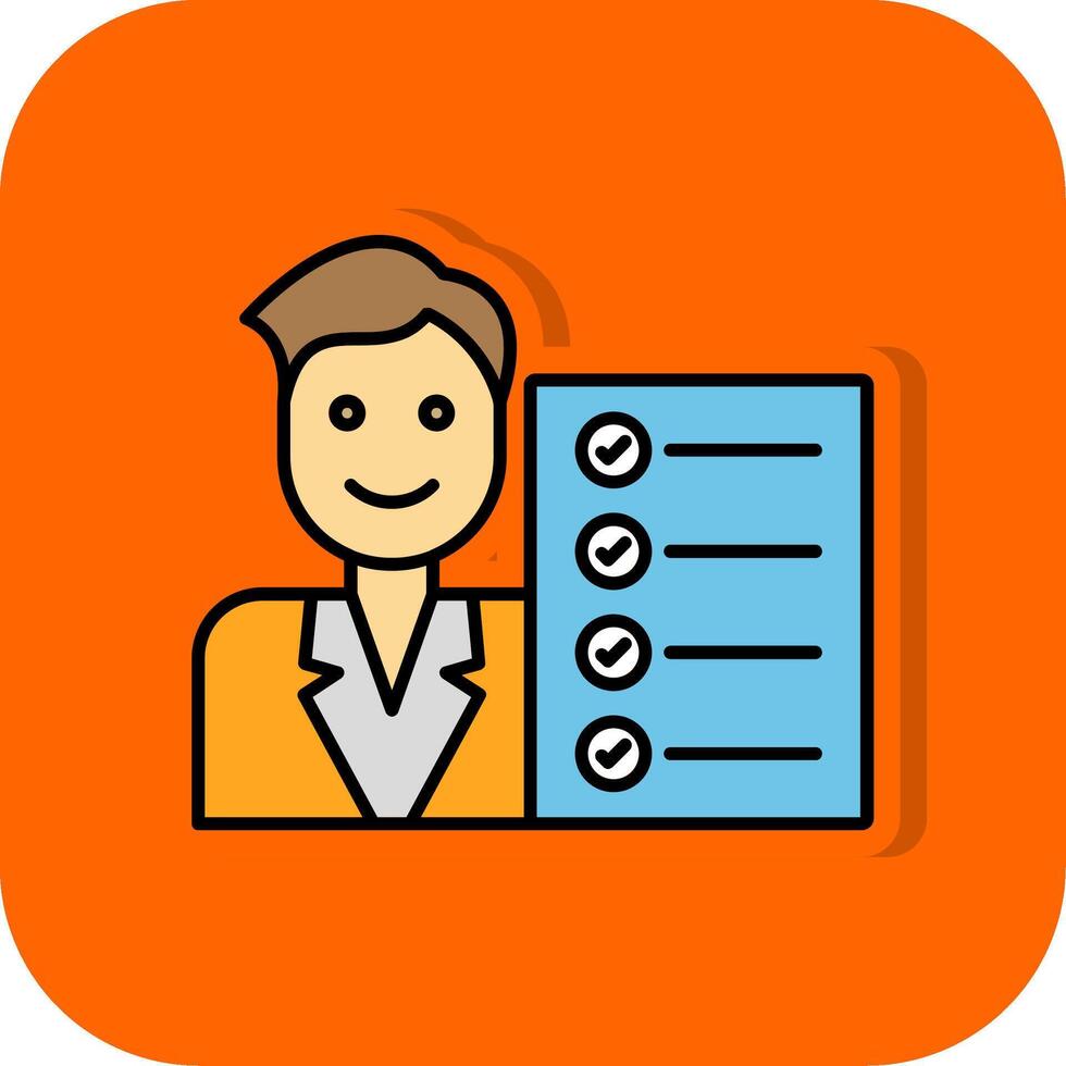 Auditor Filled Orange background Icon vector