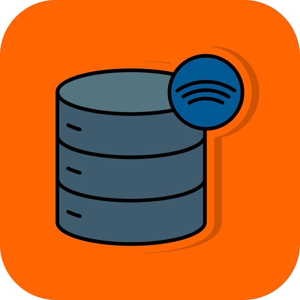 Wireless Database Filled Orange background Icon vector