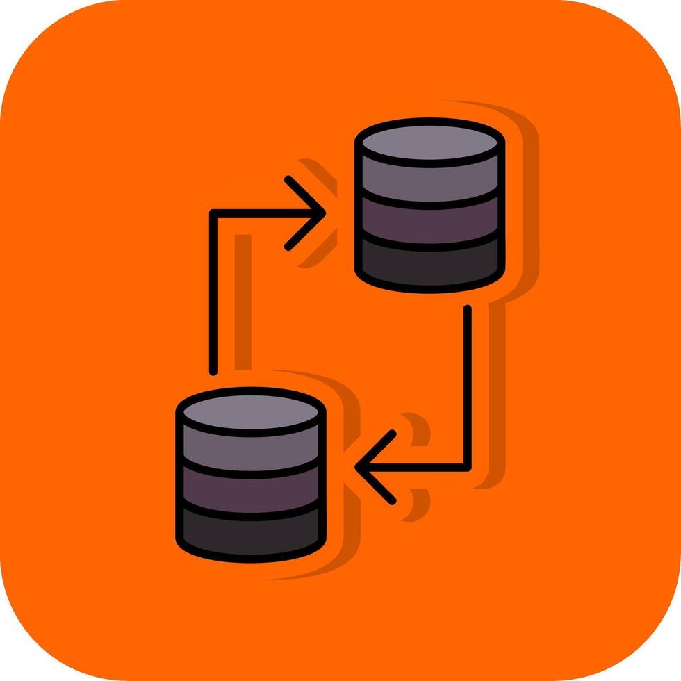 Data Transfer Filled Orange background Icon vector
