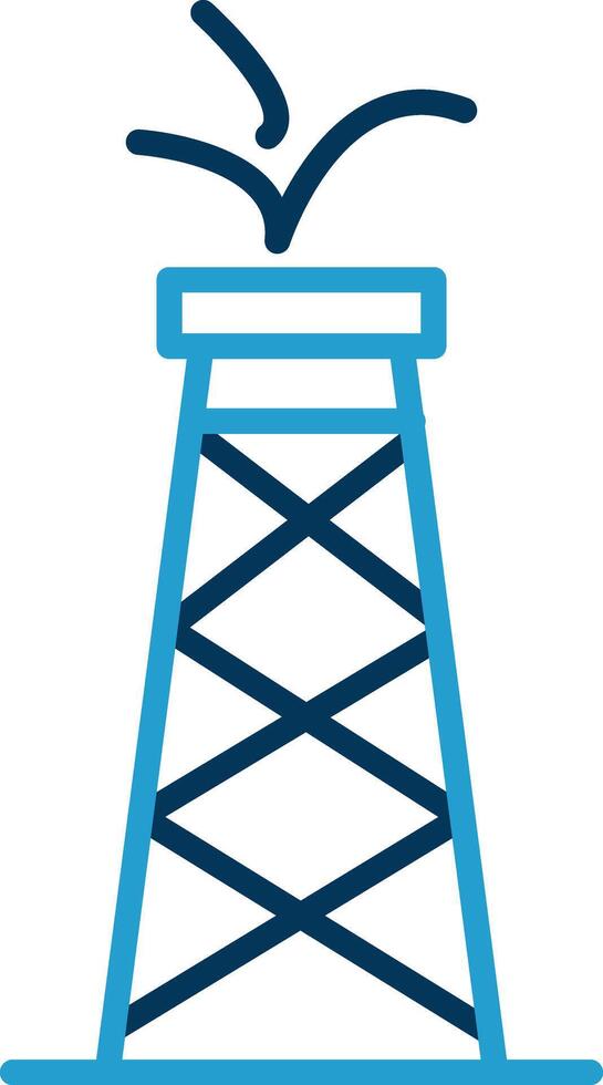 petróleo torre línea azul dos color icono vector