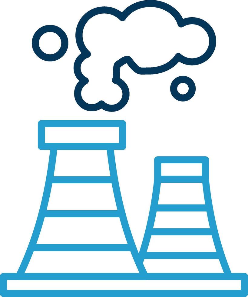 Air Pollution Line Blue Two Color Icon vector