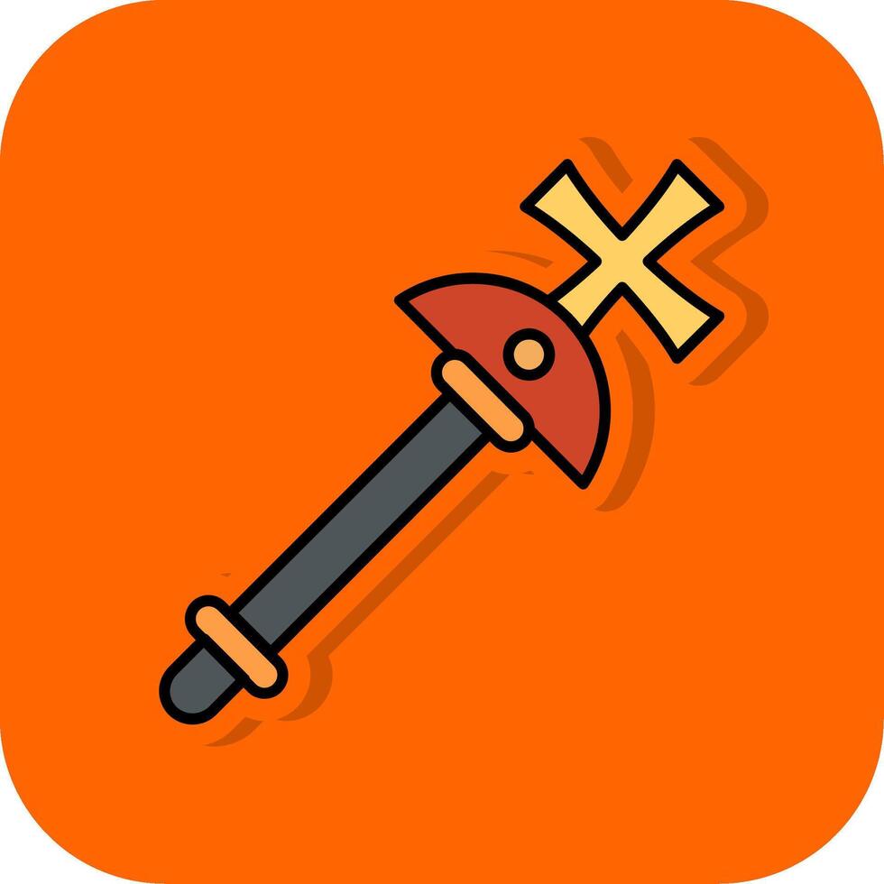 Scepter Filled Orange background Icon vector