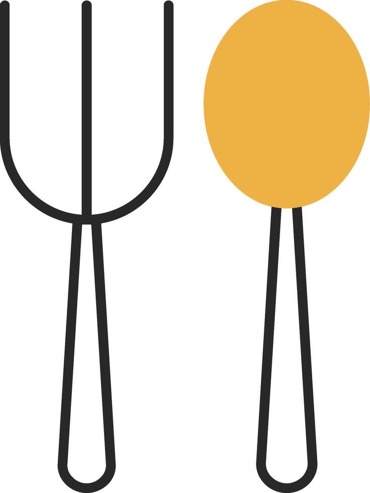 Fork Spoon Skined Filled Icon vector