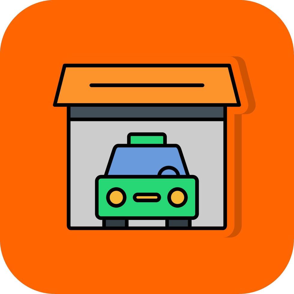 Garage Filled Orange background Icon vector
