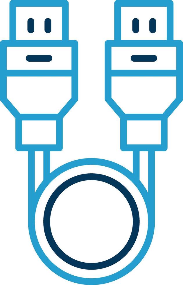 Usb Cable Line Blue Two Color Icon vector