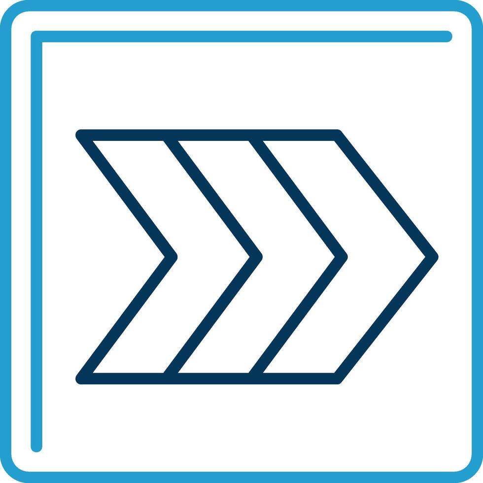 Right Chevron Line Blue Two Color Icon vector