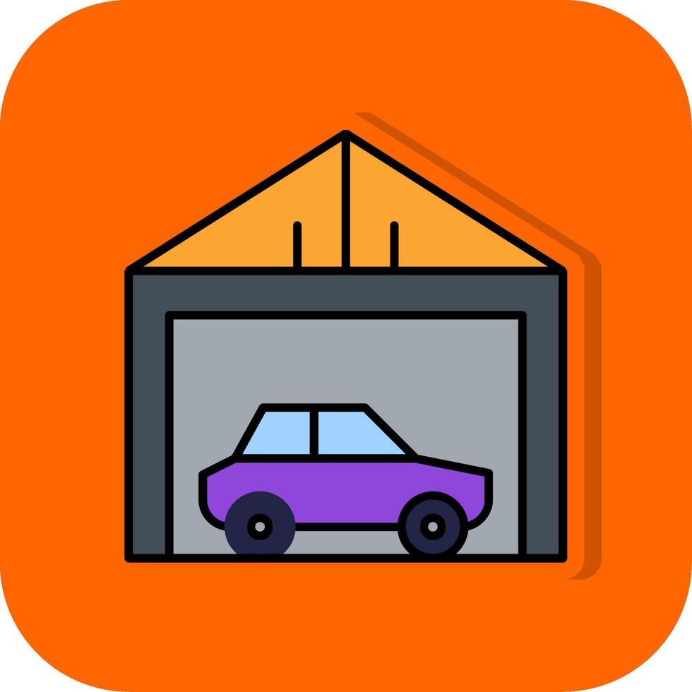 Garage Filled Orange background Icon vector