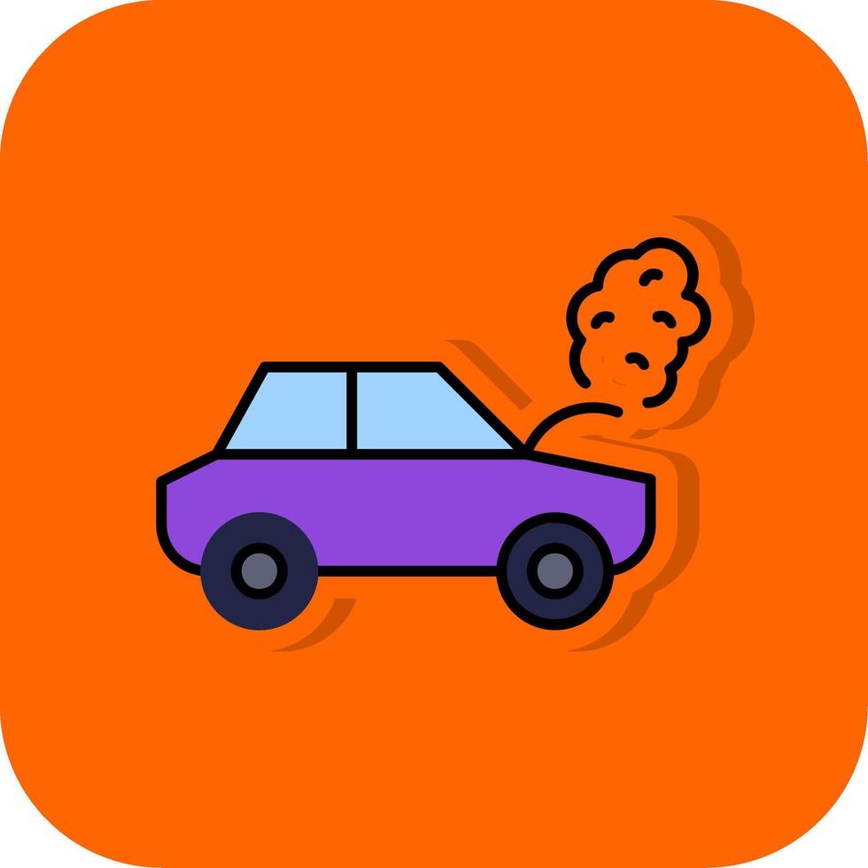 Broken Car Filled Orange background Icon vector