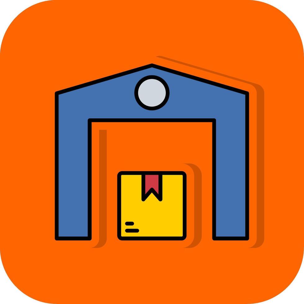 Warehouse Filled Orange background Icon vector