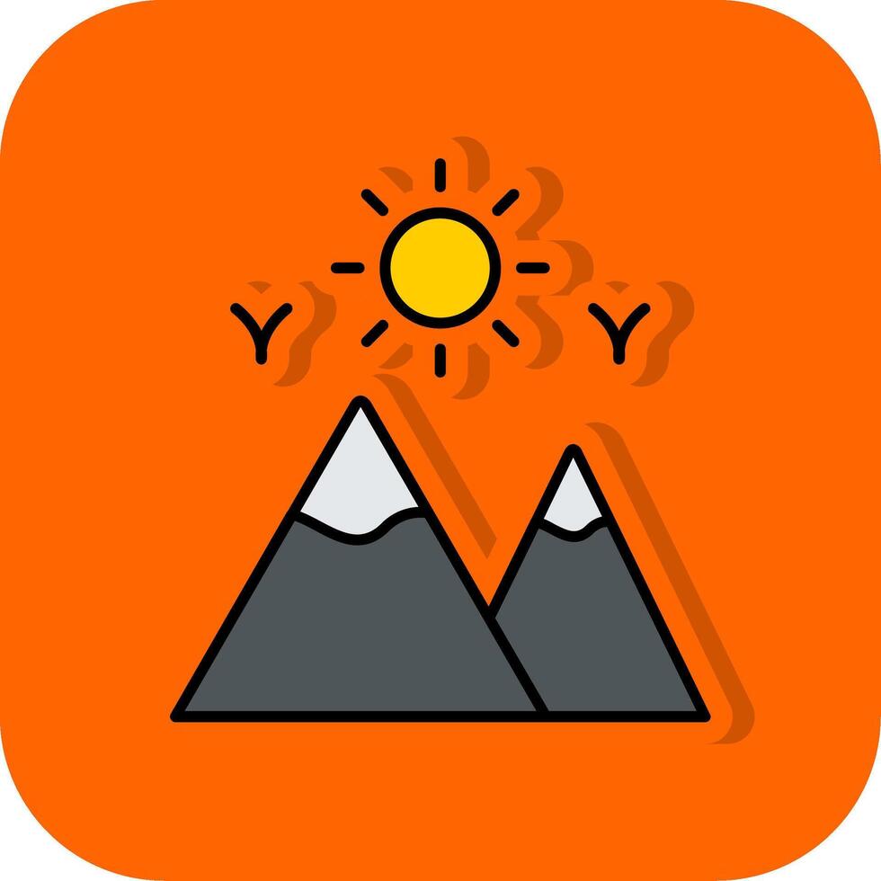 montañas lleno naranja antecedentes icono vector