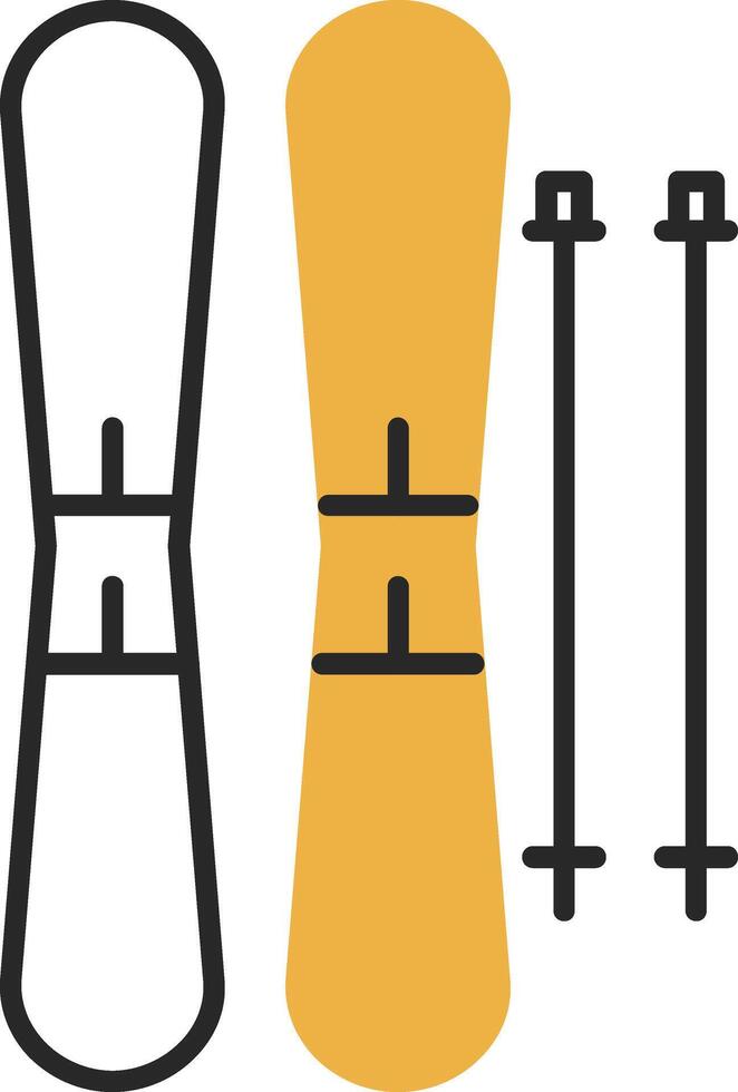 Skis Skined Filled Icon vector