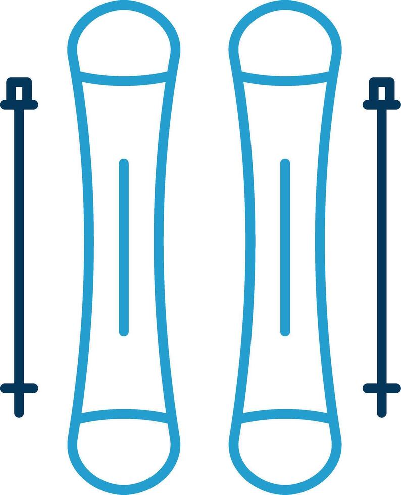 Skiing Line Blue Two Color Icon vector