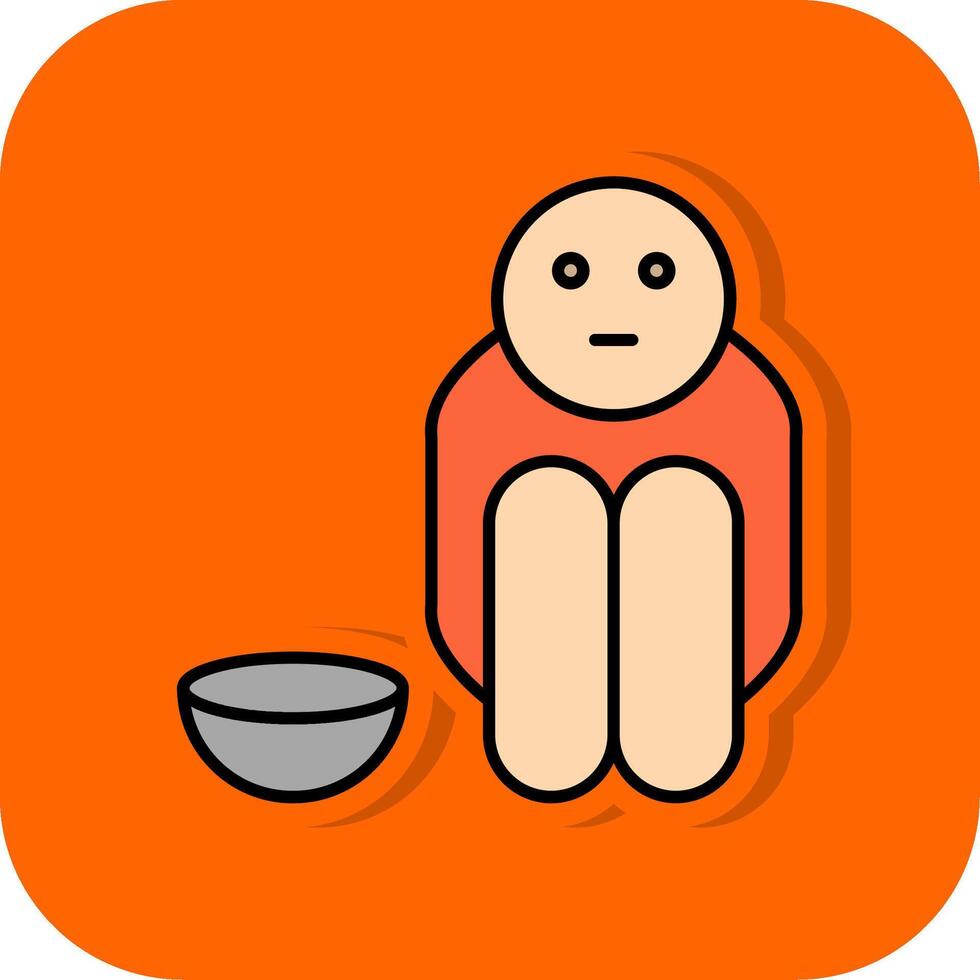 hambre lleno naranja antecedentes icono vector