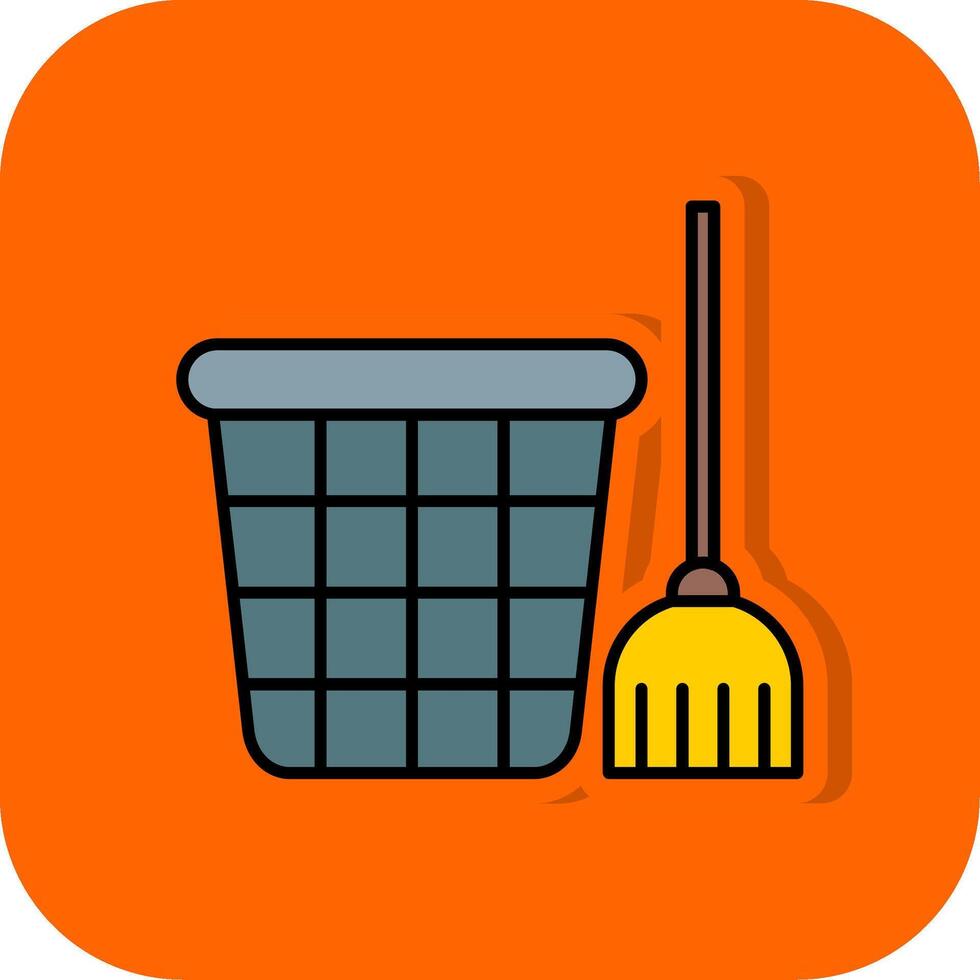 Mop Filled Orange background Icon vector
